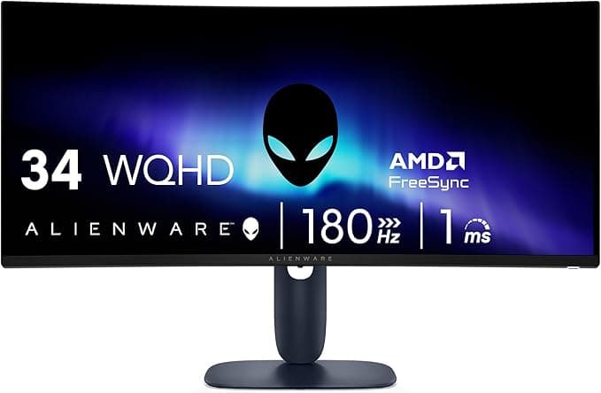 Alienware AW3225QF 32 inch 4K QD-OLED Curved Gaming Monitor - 0.03ms Response Time, 240Hz, G-SYNC/FreeSync Premium Pro, HDR400 True Black, 99% DCI-P3, VESA DisplayHDR True Black 400