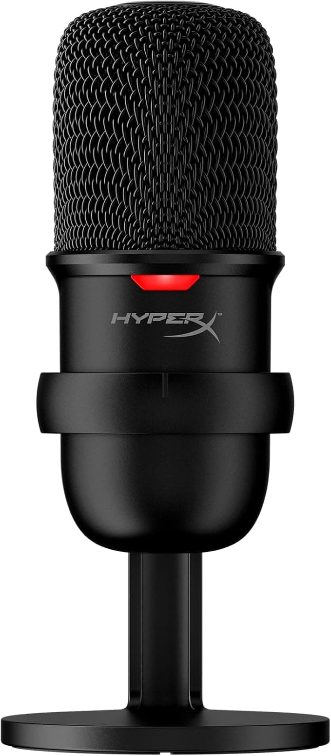HyperX SoloCast – USB Condenser Gaming Microphone, Tap-to-Mute Sensor with LED Indicator, Cardioid Pickup Pattern, Gaming, Streaming, Podcasts, Compatible with PC, PS4, PS5, Mac – Black